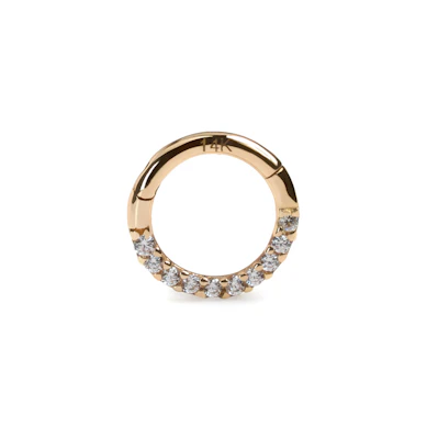 Cerchio clicker in oro 14K con fila di pietre