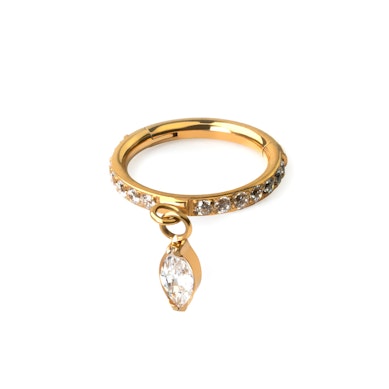 Cerchio con cardine in titanio con pietre frontali e pendente a taglio marquise