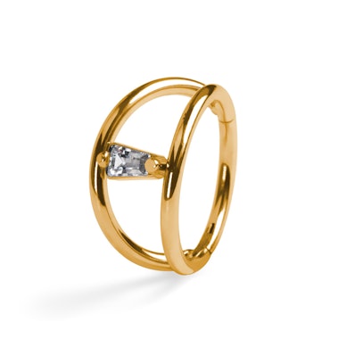 Doppio cerchio in titanio con pietra interconnessa