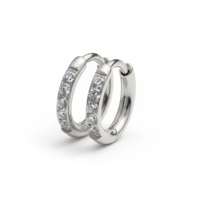 Coppia di cerchi huggie in titanio con pietre