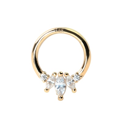 Cerchio in oro 14K con pietra ovale