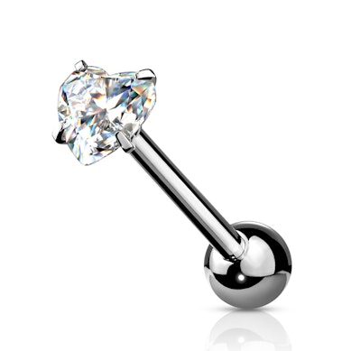 Piercing alla lingua con pietra a forma di cuore
