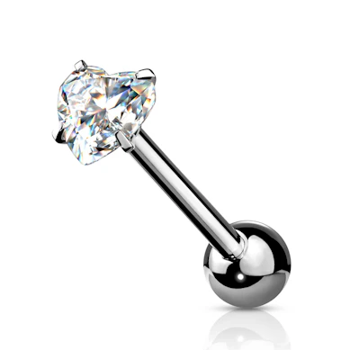 Piercing alla lingua con pietra a forma di cuore