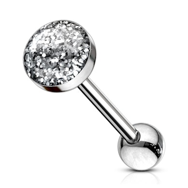 Piercing alla lingua con sfera glitterata