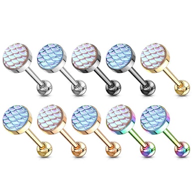 Piercing alla lingua con sfumature che cambiano tonalità