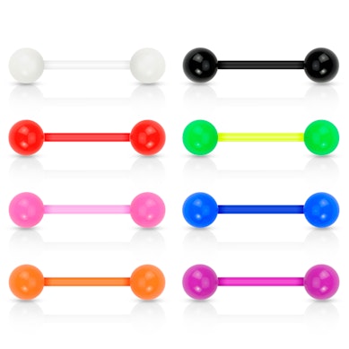 Set di 8 piercing per la lingua in bioplastica