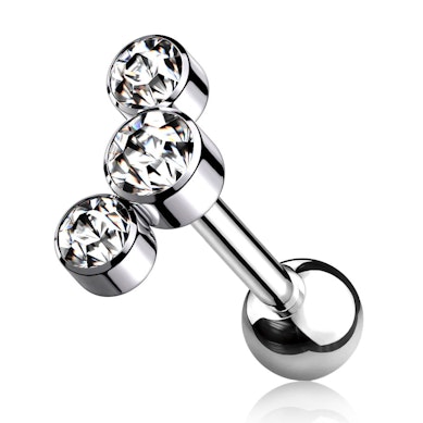 Barra in titanio con filettatura interna e 3 pietre