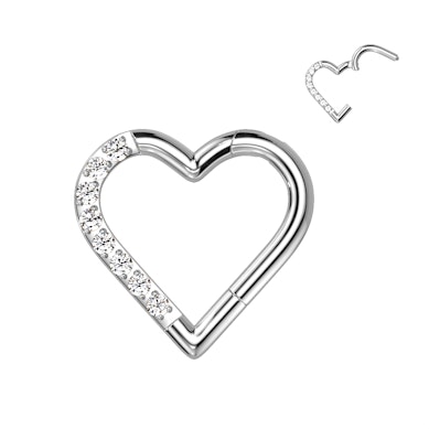 Cerchio con cardine in titanio a forma di cuore impreziosito