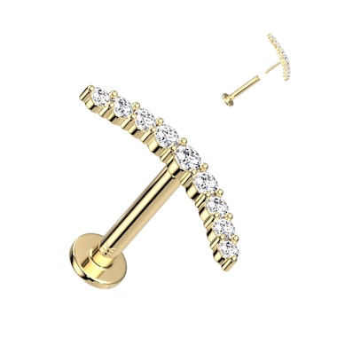 Labret push-in in oro 14K con arco di pietre