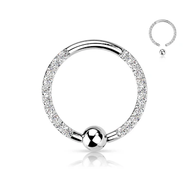Captive bead ring in titanio con pietre frontali su due lati