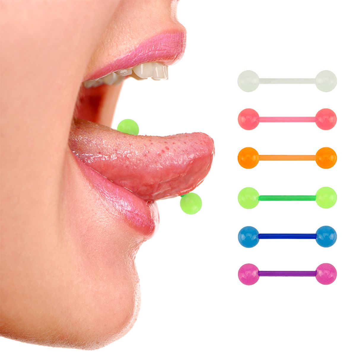 Barre per lingua fluorescenti in acrilico 6 pezzi