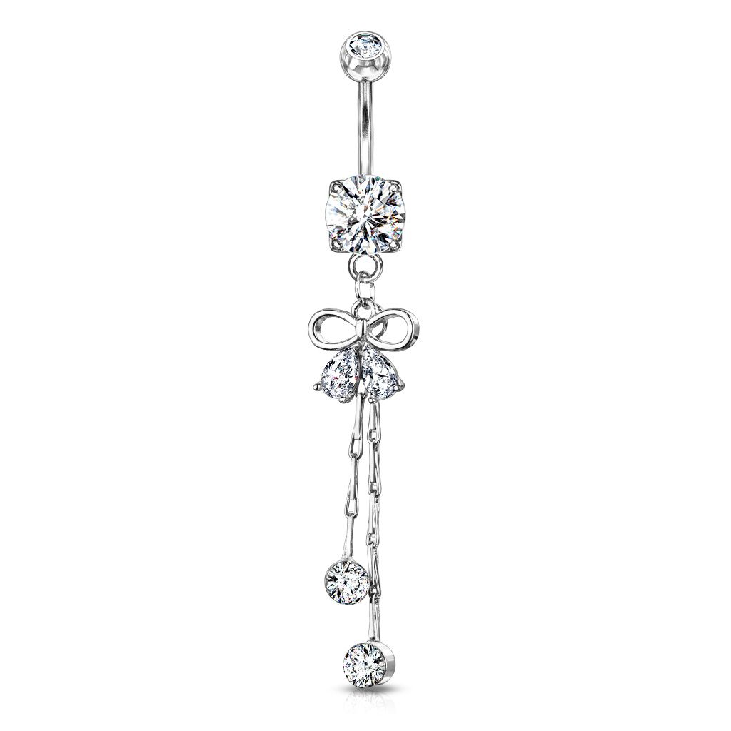 Piercing Per Ombelico In Titanio Massiccio - 16 Mm, Barra 14G 12 Mm, Con Zirconia Cubica