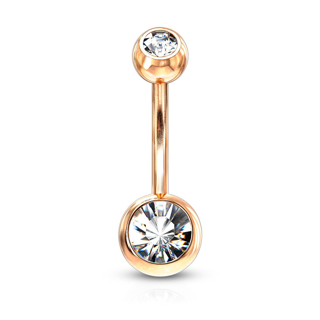 Bel piercing all ombelico placcato oro rosa con pietre