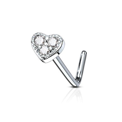 Piercing al naso con cuore e tre pietre