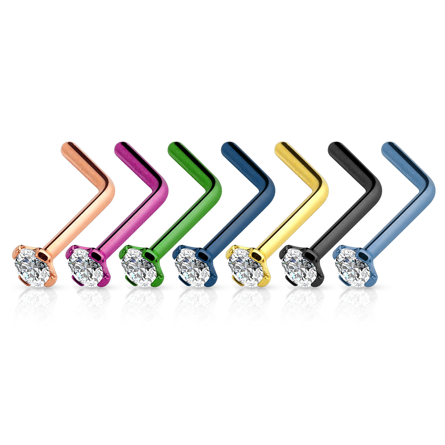 Barra per naso a L con pietra incastonata