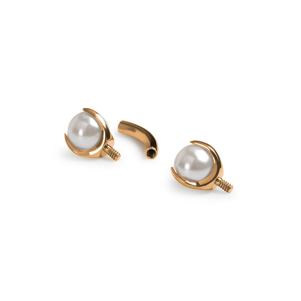 Barra curva in titanio con perle