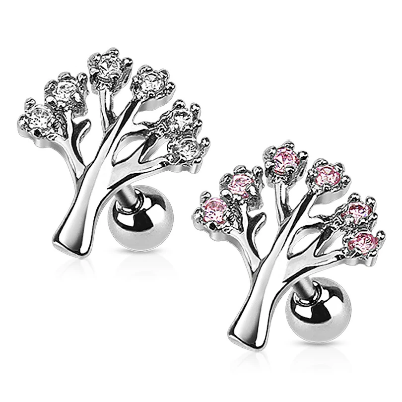 Piercing trago con albero di pietre incastonate