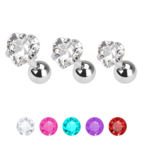 Set di piercing all'orecchio con pietra a cuore