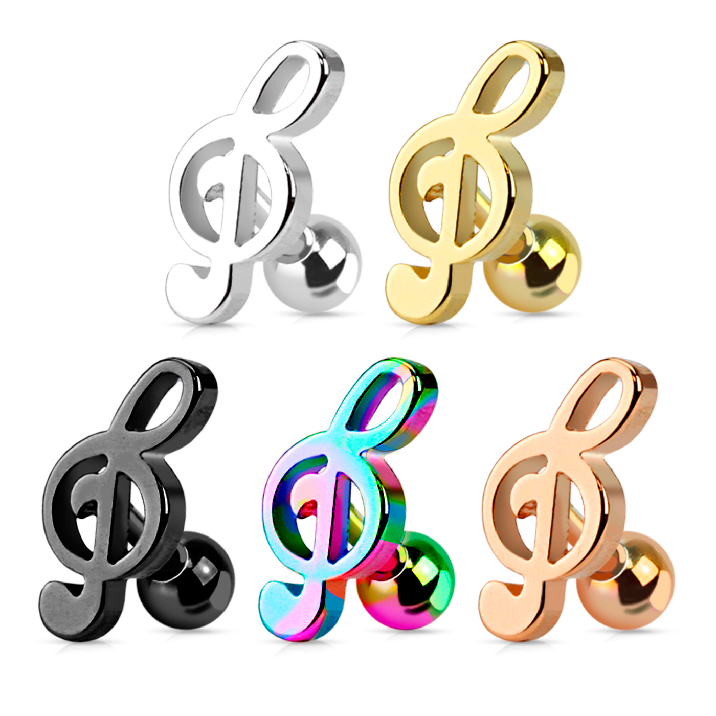 Piercing al trago con chiave di violino