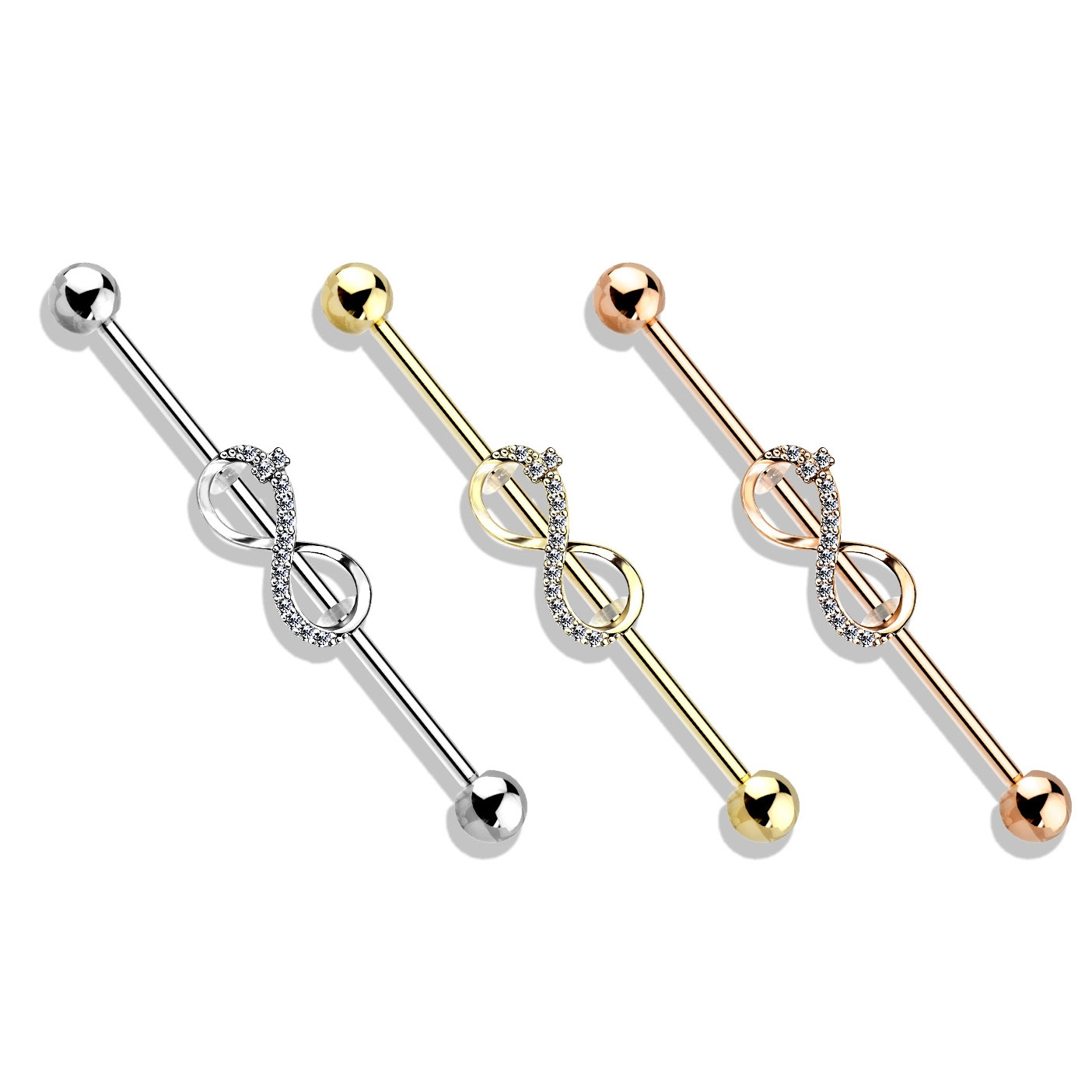 Piercing industriale con simbolo dell'infinito