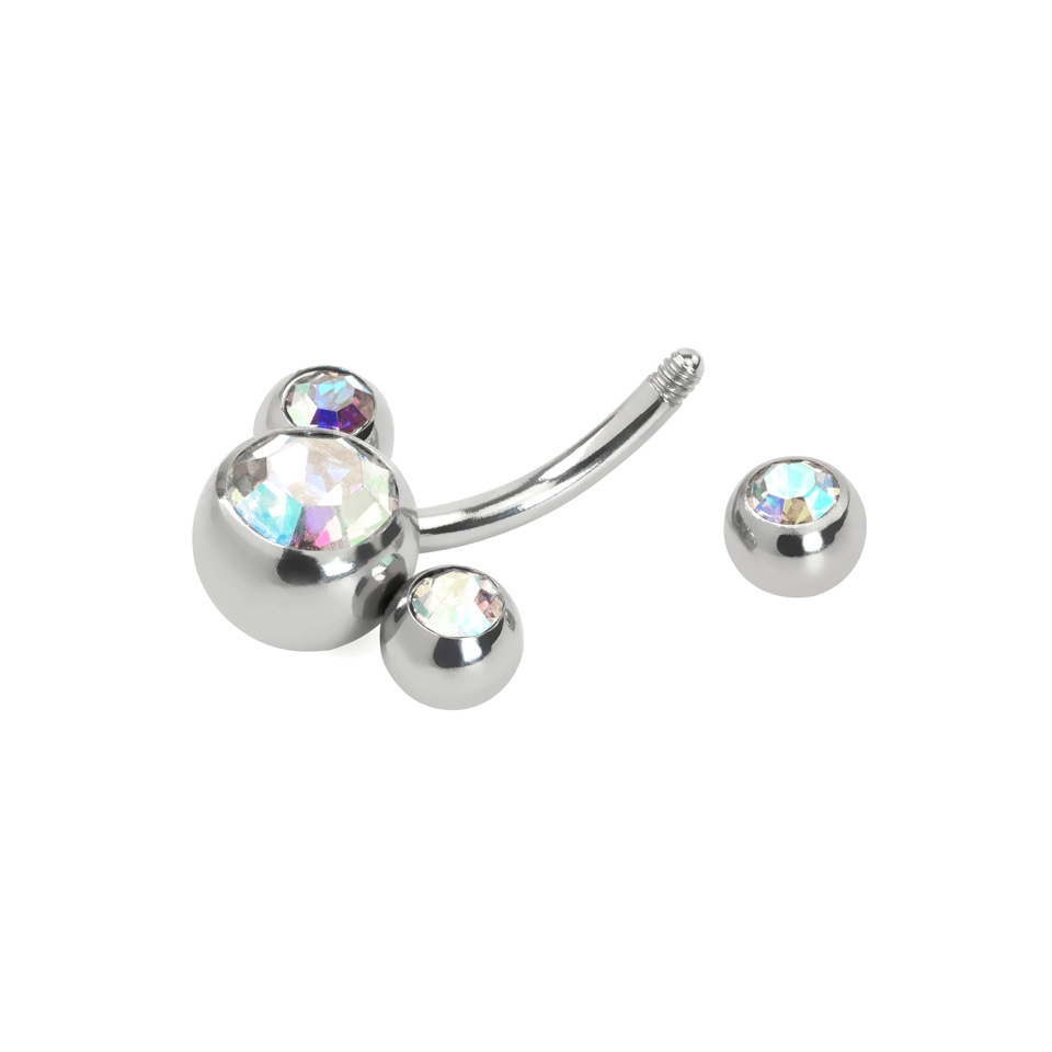Piercing all'ombelico con quattro pietre in vari colori