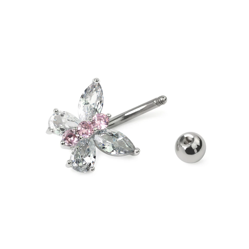 Piercing all'ombelico con farfalla di cristallo