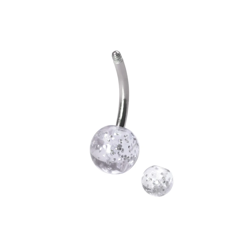 Barra per ombelico in titanio con sfere glitterate