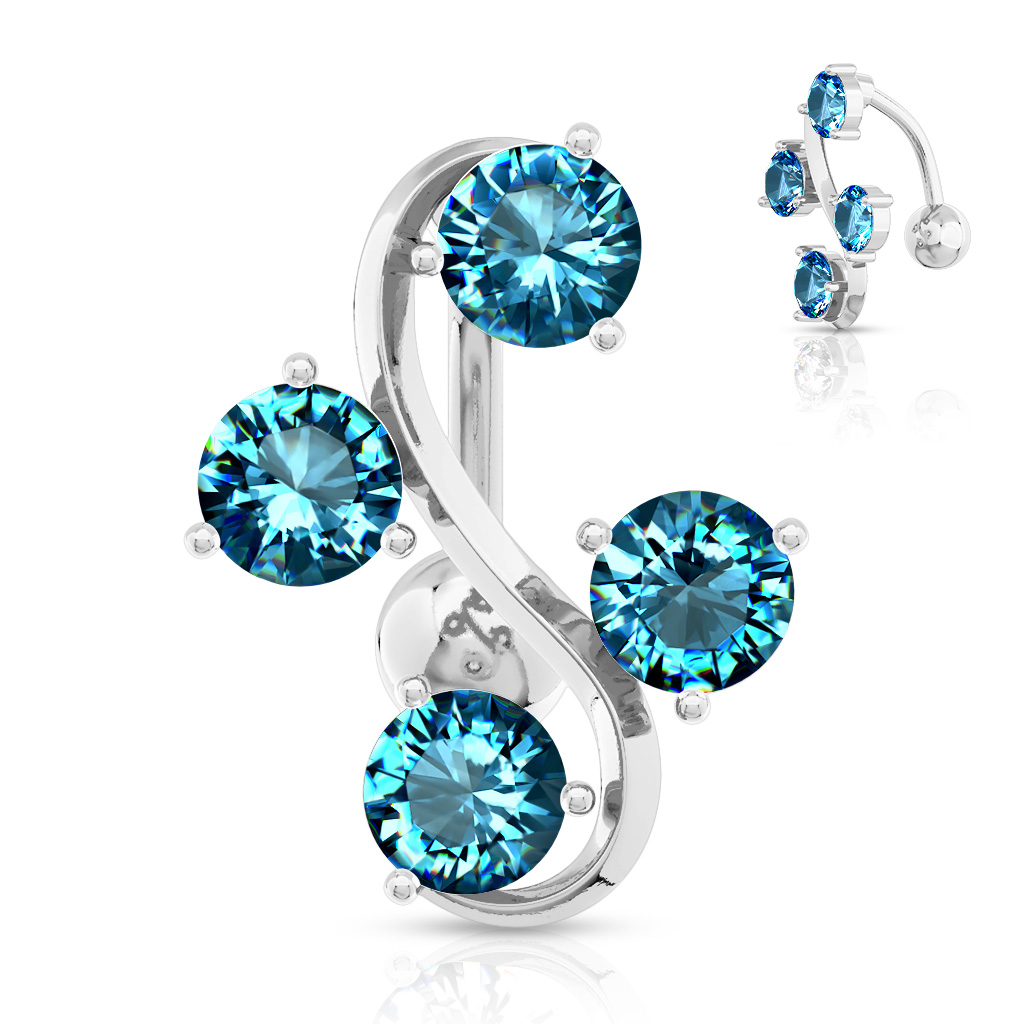 Piercing all'ombelico reverse con quattro pietre scaglionate