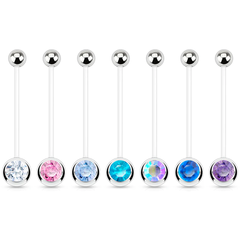 Piercing all'ombelico per gravidanza con pietra in vari colori