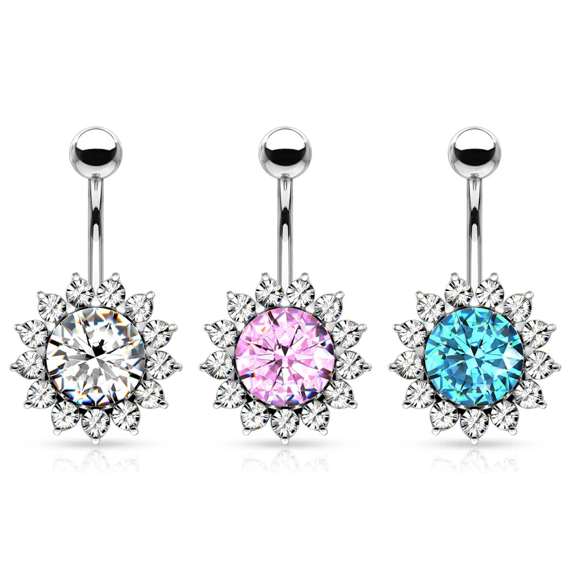 Piercing all'ombelico con girasole
