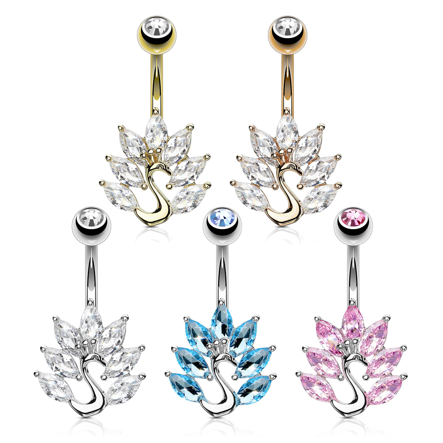 Piercing all'ombelico con pavone