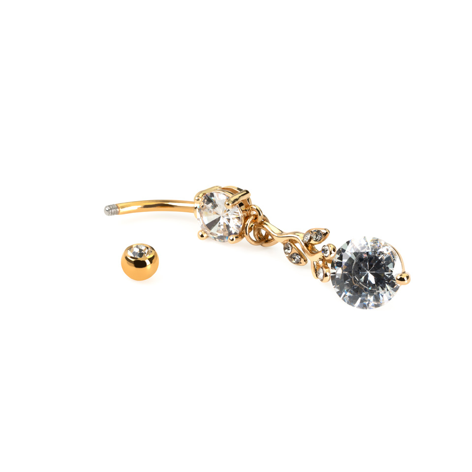 Piercing all'ombelico con pendente e pietre ramificate