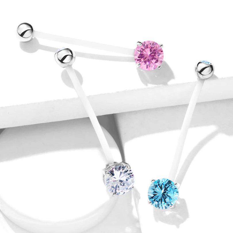 Piercing all'ombelico per gravidanza con due pietre