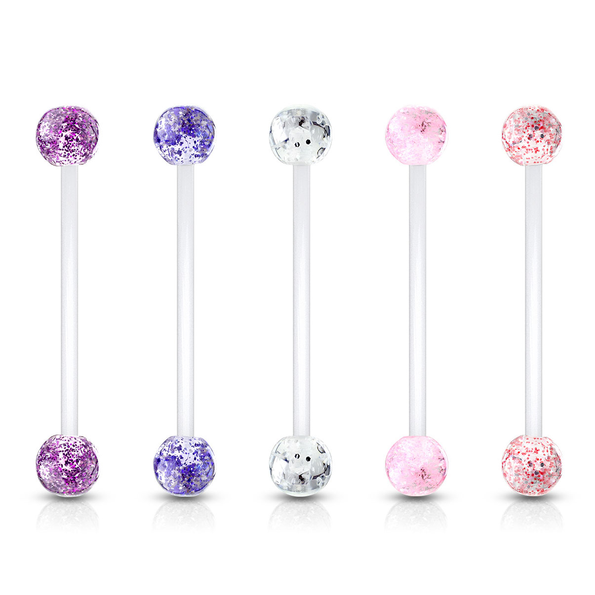 Piercing all'ombelico con sfere glitterate per gravidanza