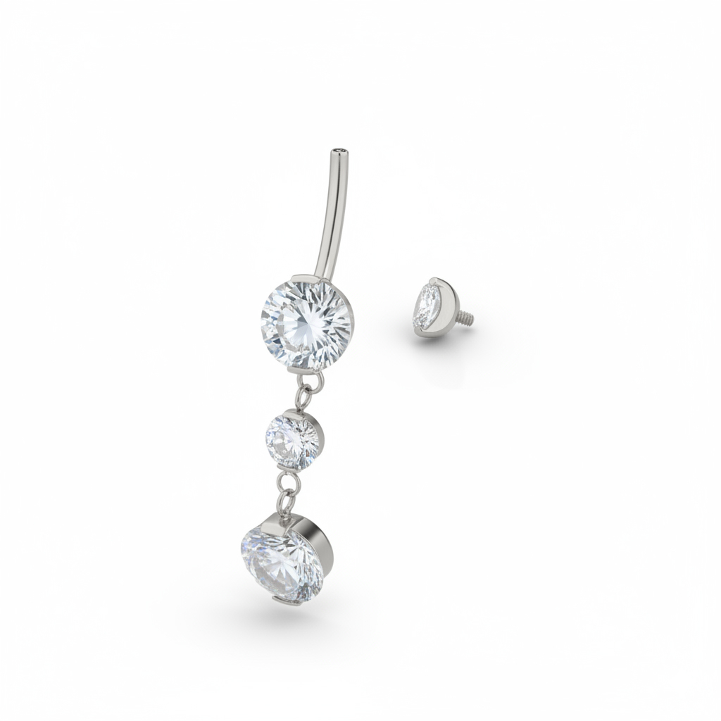 Barra per ombelico in titanio con pendente