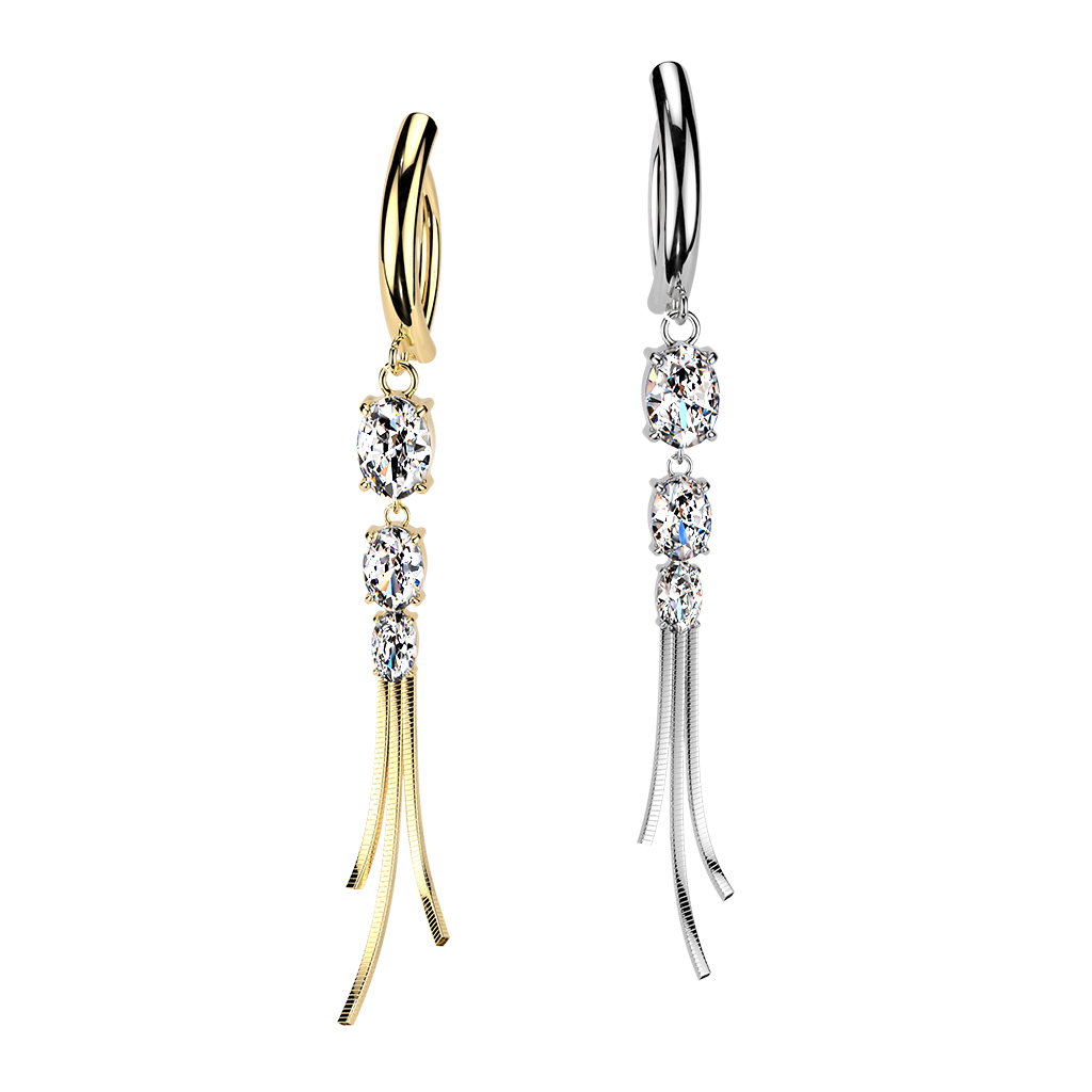 Clicker per ombelico con pietre e catene