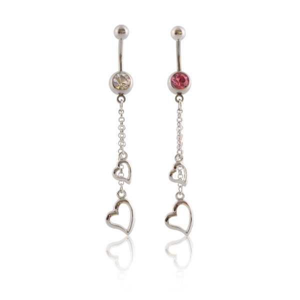 Piercing per ombelico con pendente a forma di cuore