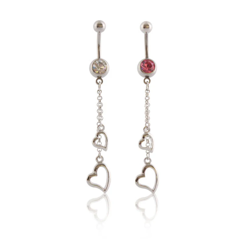 Piercing per ombelico con pendente a forma di cuore