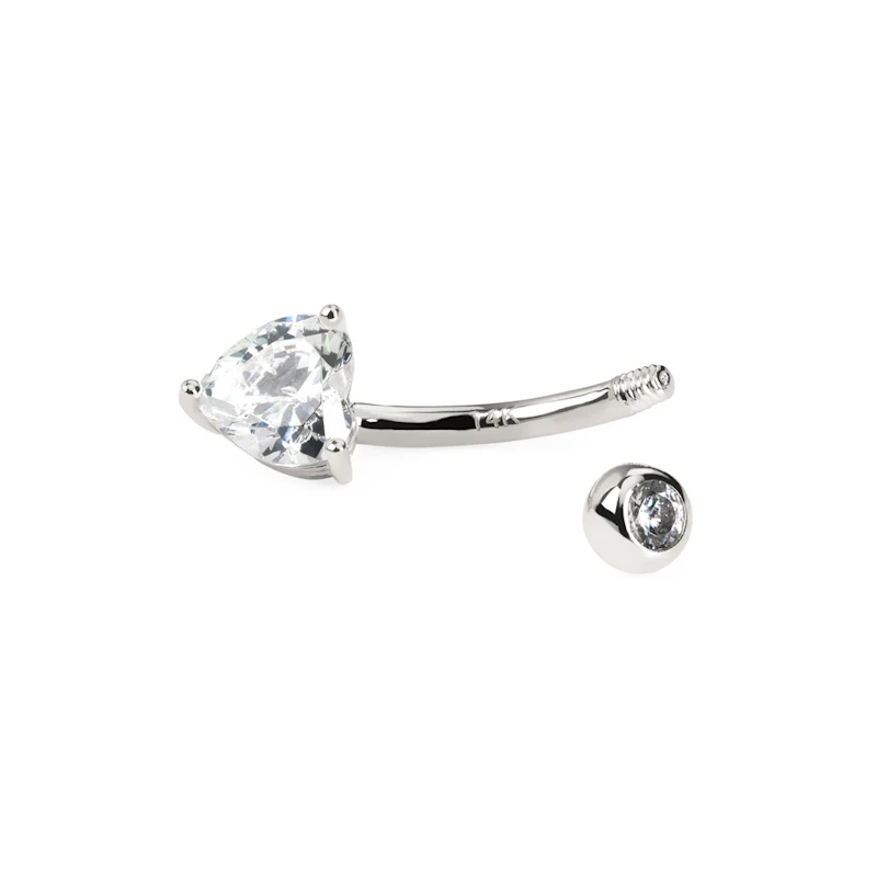 Piercing all'ombelico in oro 14K con pietra a cuore