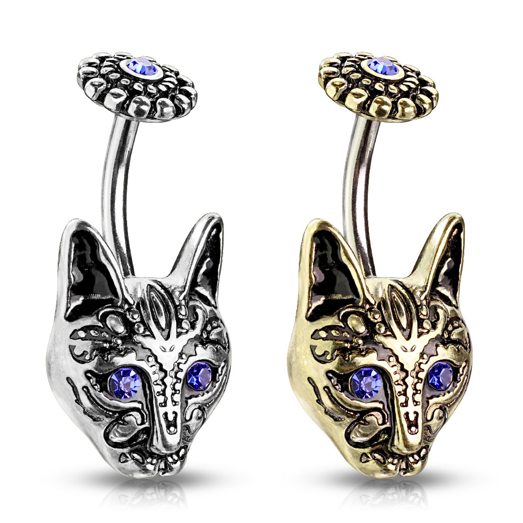 Piercing all'ombelico con gatto tribale