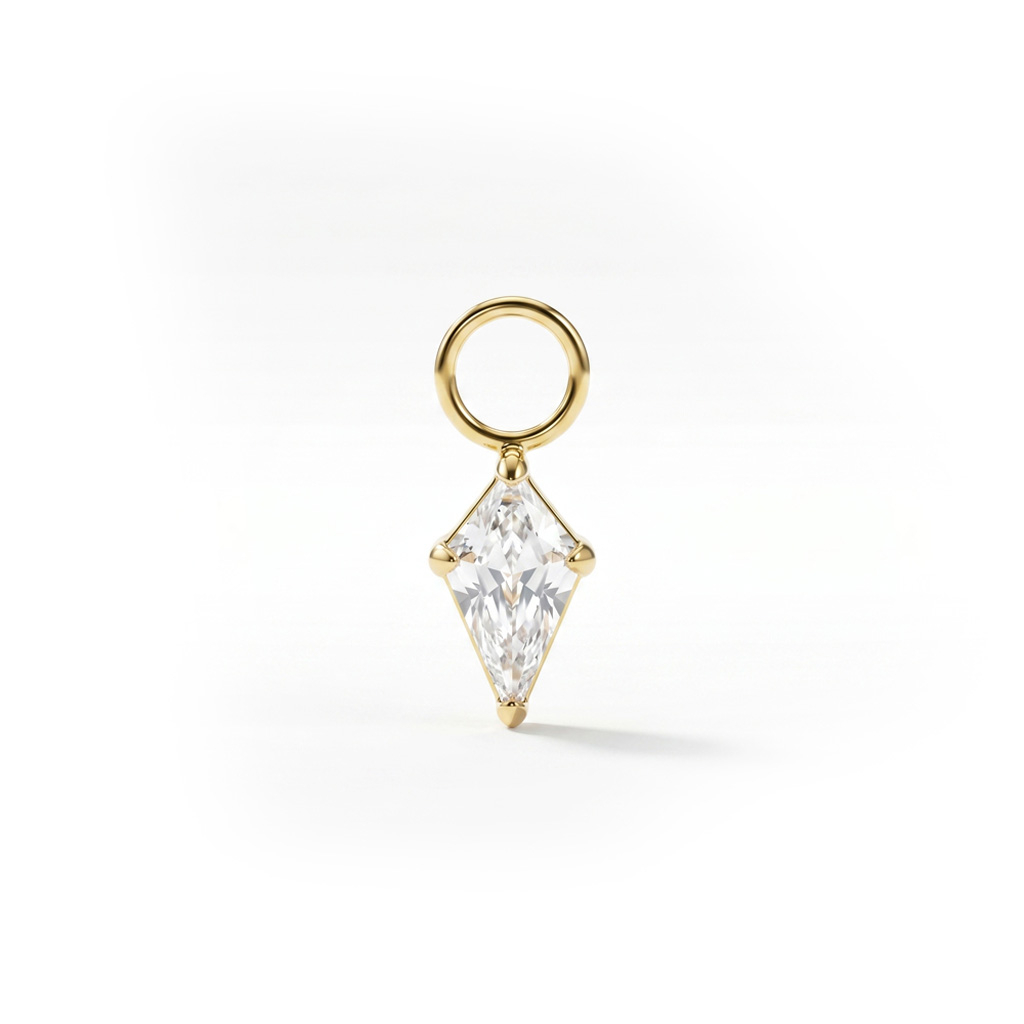 Charm in titanio con pietra a forma di diamante