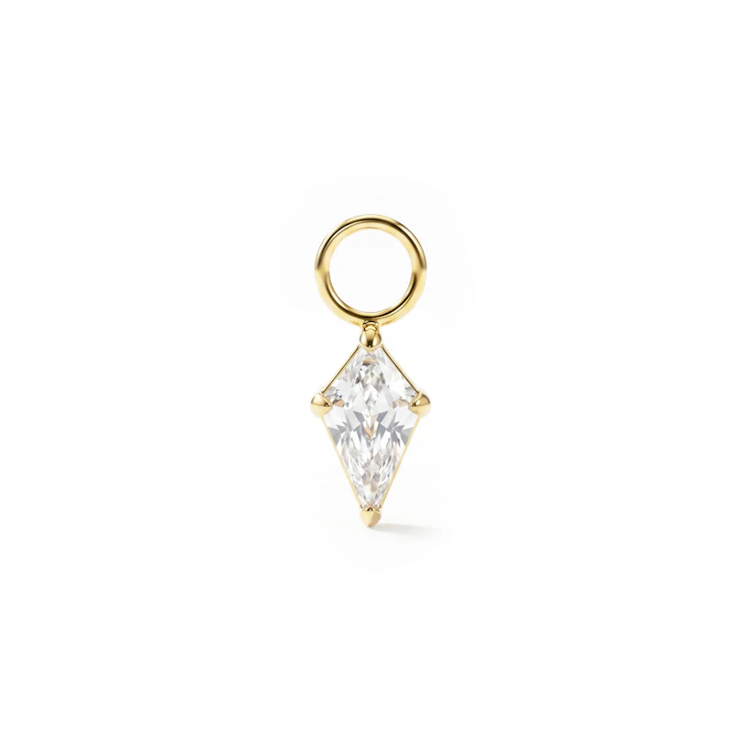 Charm in titanio con pietra a forma di diamante