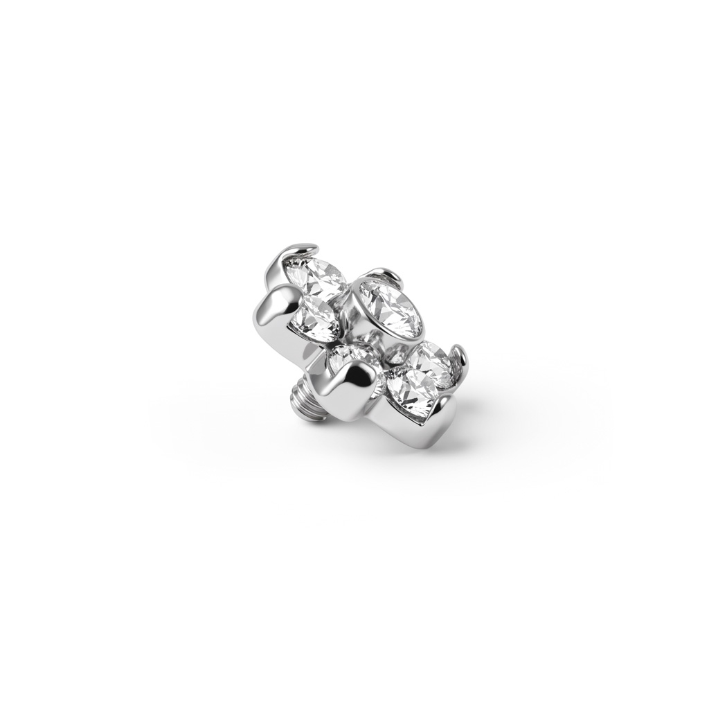 Dermal anchor con fiore incastonato di pietre