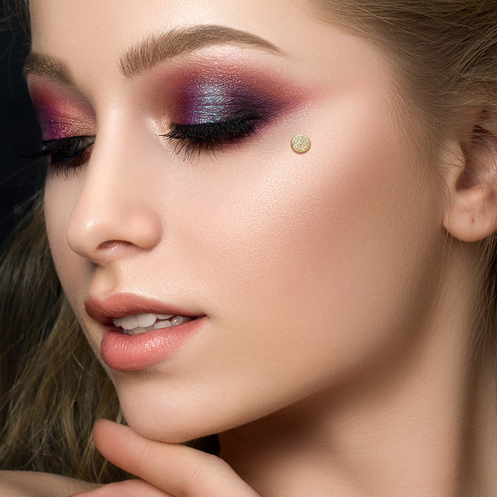 Dermal top in oro 14K con pietre incastonate