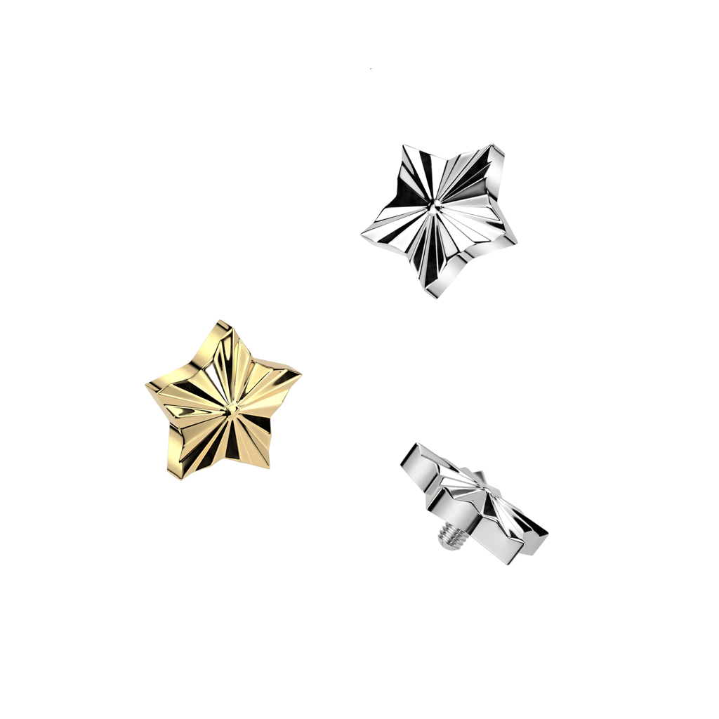 Dermal top in titanio a forma di stella con design strutturato