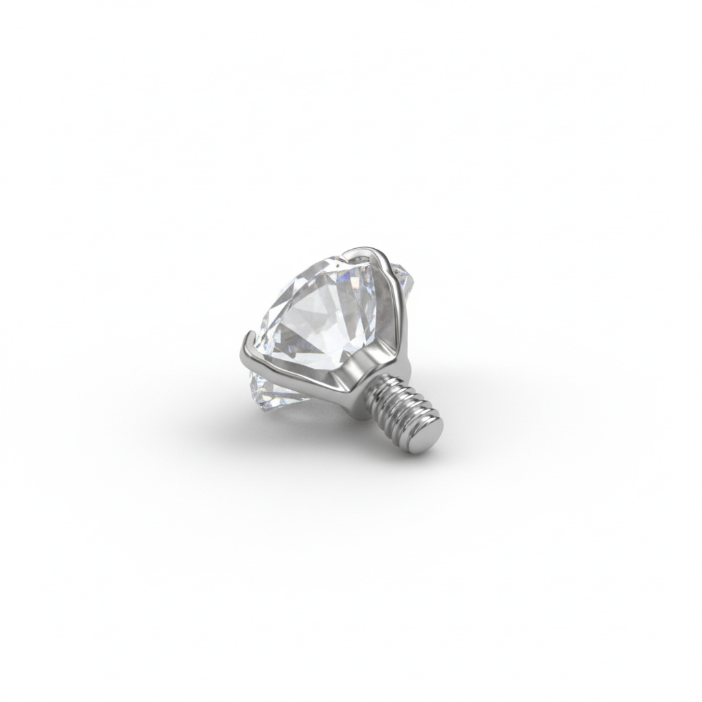 Dermal top in titanio con pietra a cuore