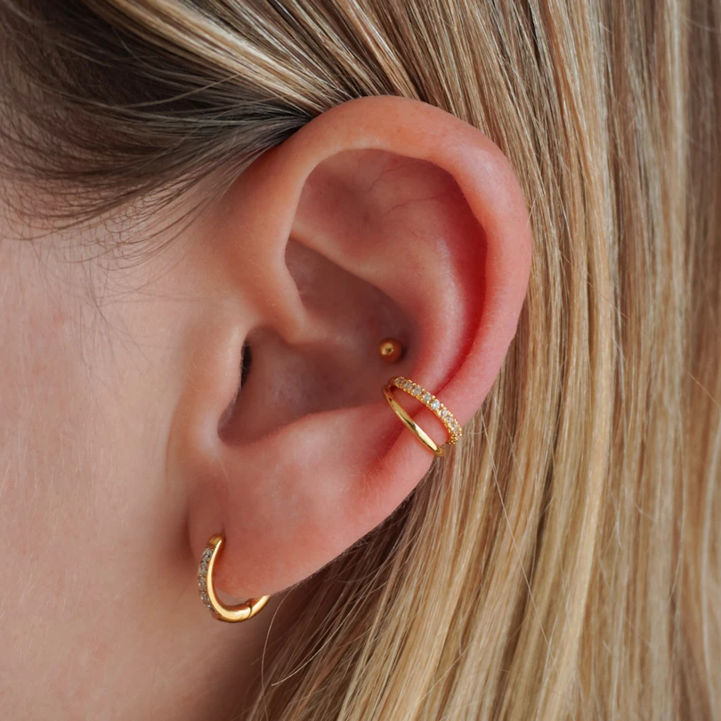 Ear cuff doppio con zirconi