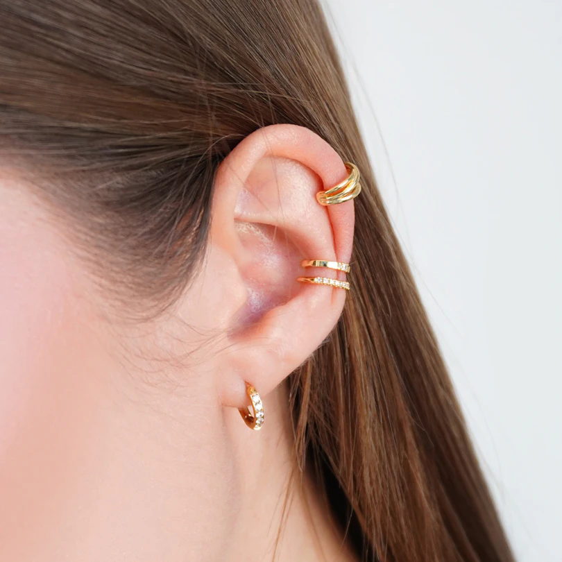 Doppio ear cuff spesso con pietre