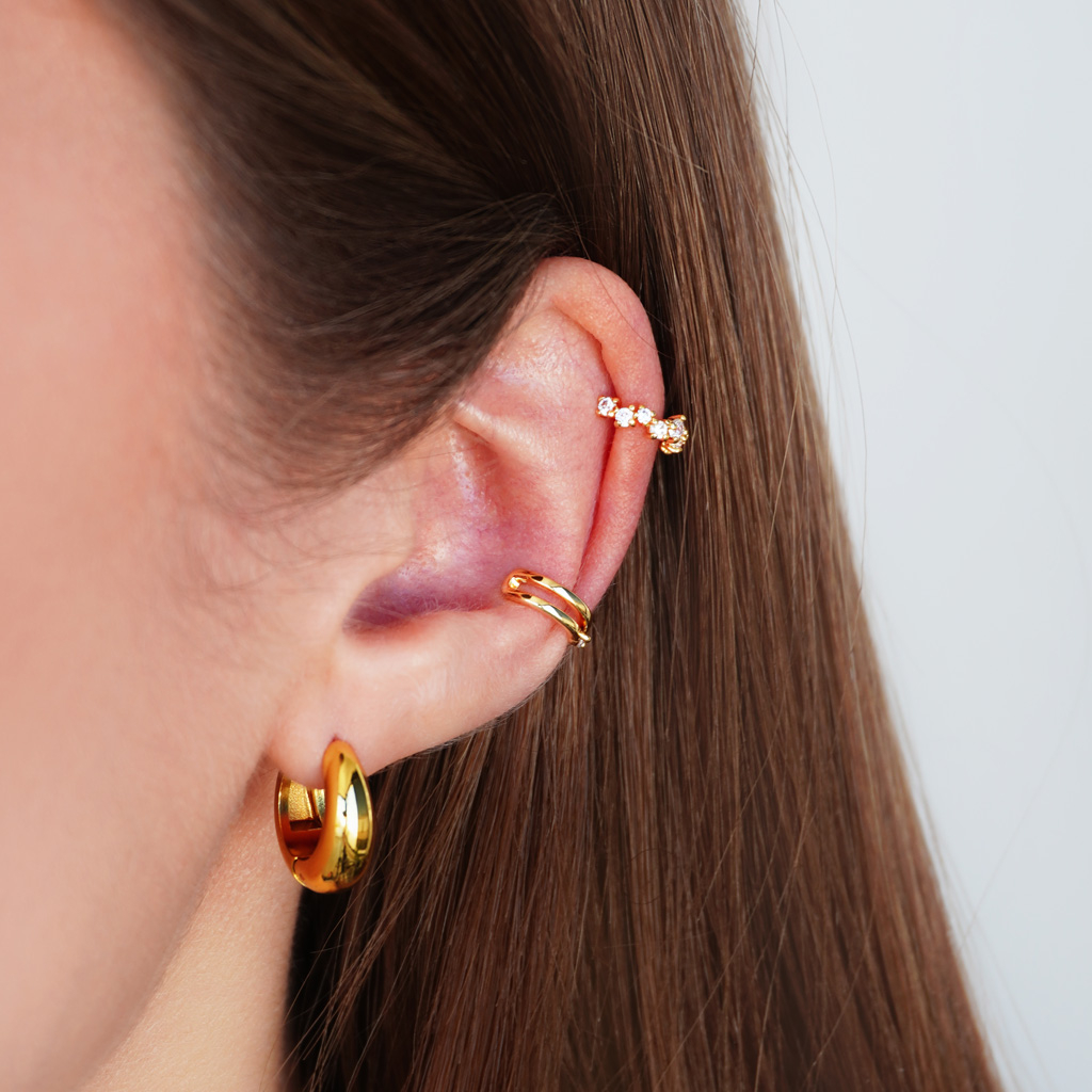 Ear cuff con pietre asimmetriche