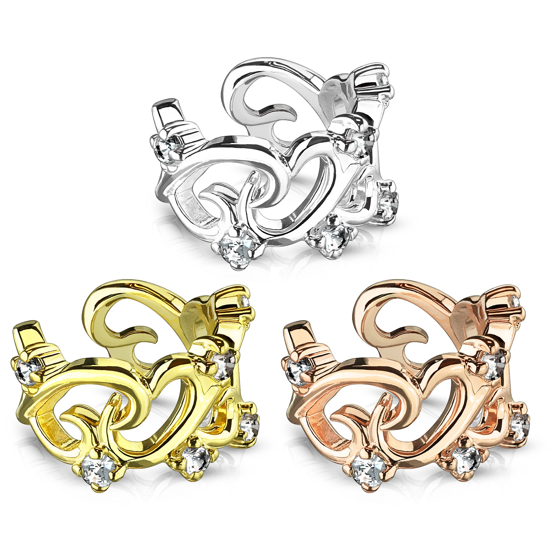 Earcuff con design a cuore in filigrana